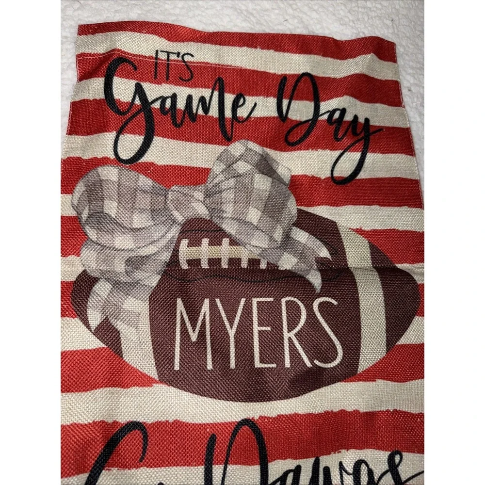Football Game Day Garden Flag Sports Yard Go Dawgs Personalized Myers Bow